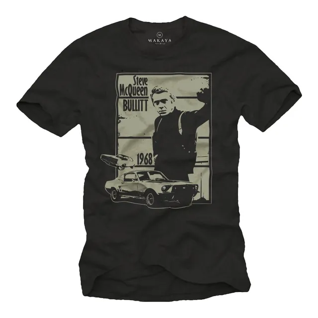 Makaya Bullitt Mustang Eleanor T-Shirt Uomo Nera M Auto