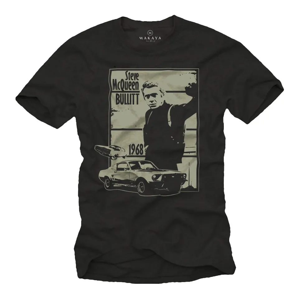 Makaya Bullitt Mustang Eleanor T-Shirt Uomo Nera M Auto