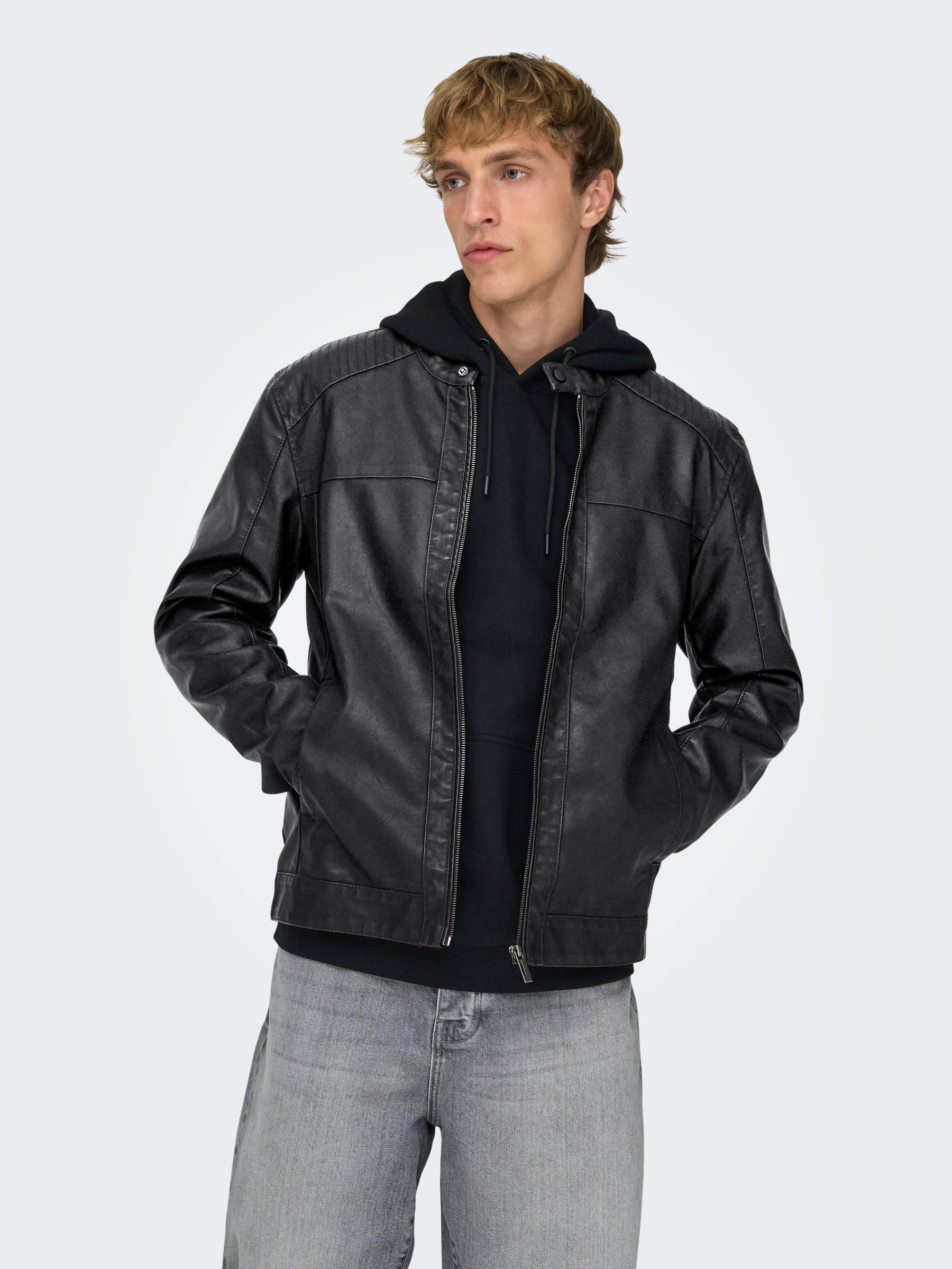 ONLY & SONS Onsmike Giacca Uomo Nero 100% Poliestere Taglia M