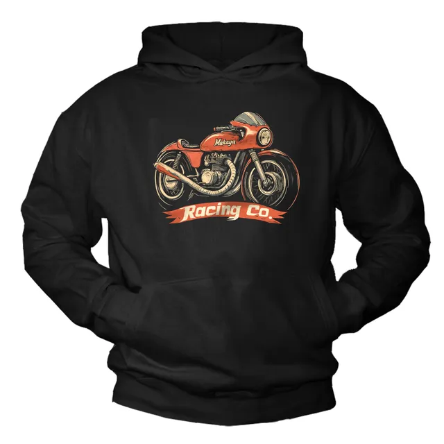 MAKAYA Moto Corsa Vintage Felpa Uomo Cotone Taglia L