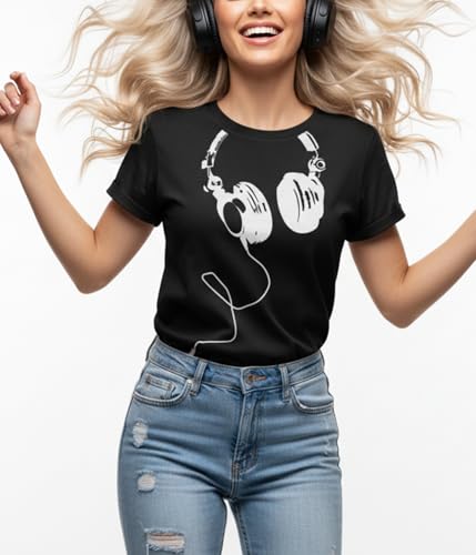 MAKAYA T-Shirt Donna Cuffie Maglietta cotone maniche corte
