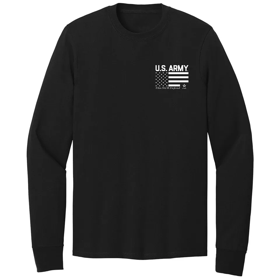 7.62 Design US Army Logo maglia uomo manica lunga nera cotone