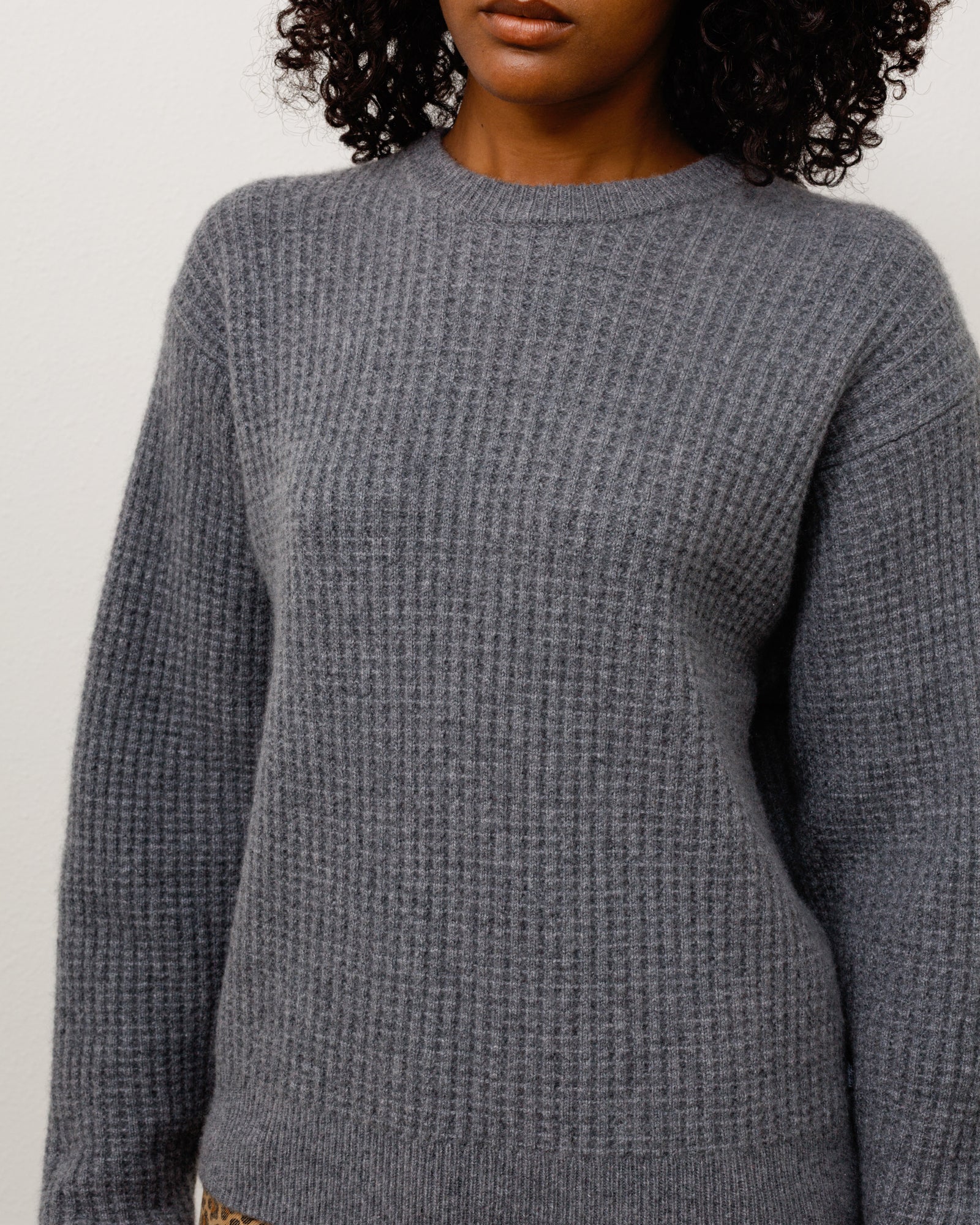 Stussy Knits Waffle Cashmere Sweater maglione charcoal cachemire