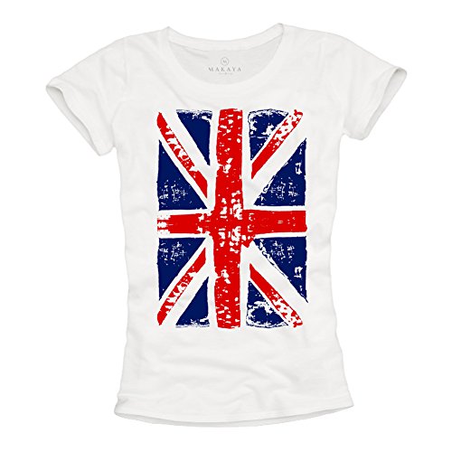 Makaya Union Jack Bandiera Inglese T-Shirt Donna Taglia M
