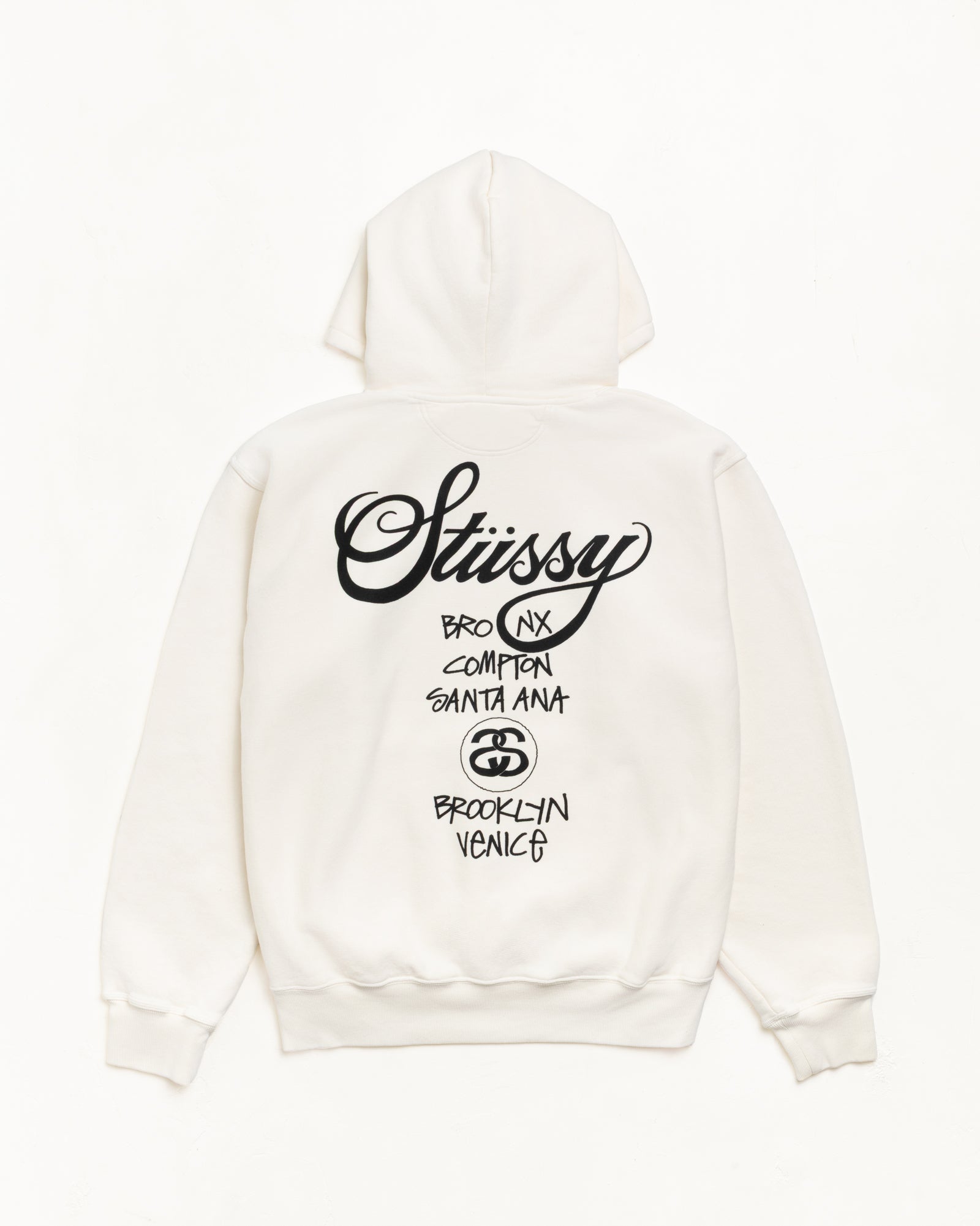 Stussy World Tour Hoodie felpa cappuccio beige cotone