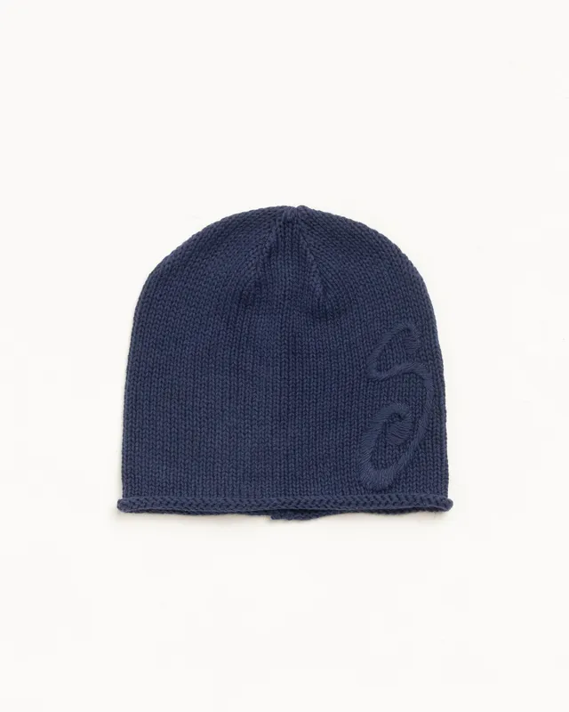 Stussy S Knit Skullcap berretto Navy lino cotone
