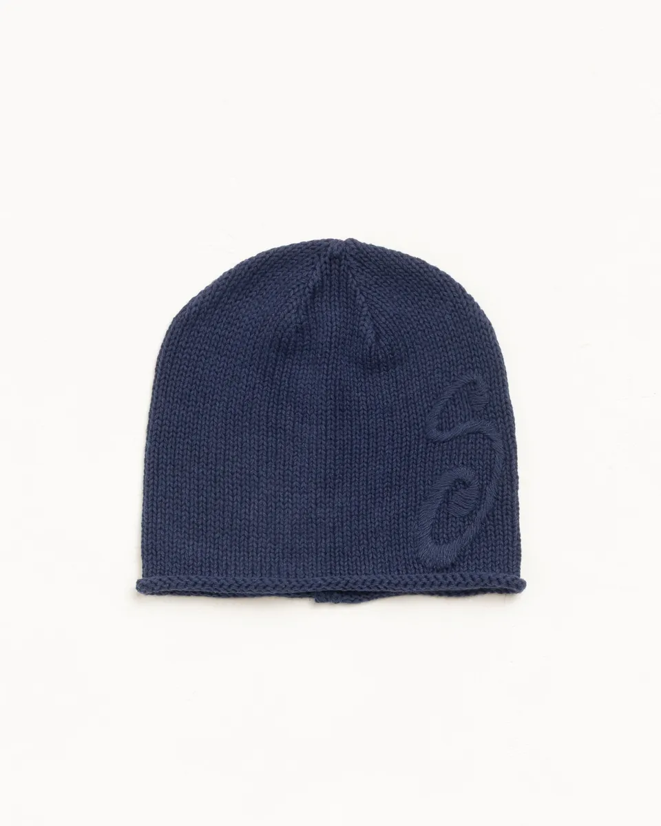 Stussy S Knit Skullcap berretto Navy lino cotone