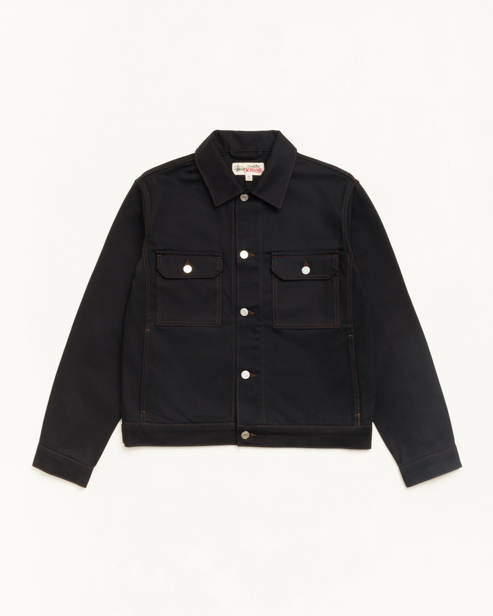 Stussy Denim Trucker Jacket giacca denim nero cuciture 100% cotone