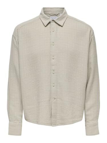 Only & Sons Onslatham Camicia Lino Uomo Manica Lunga Navy