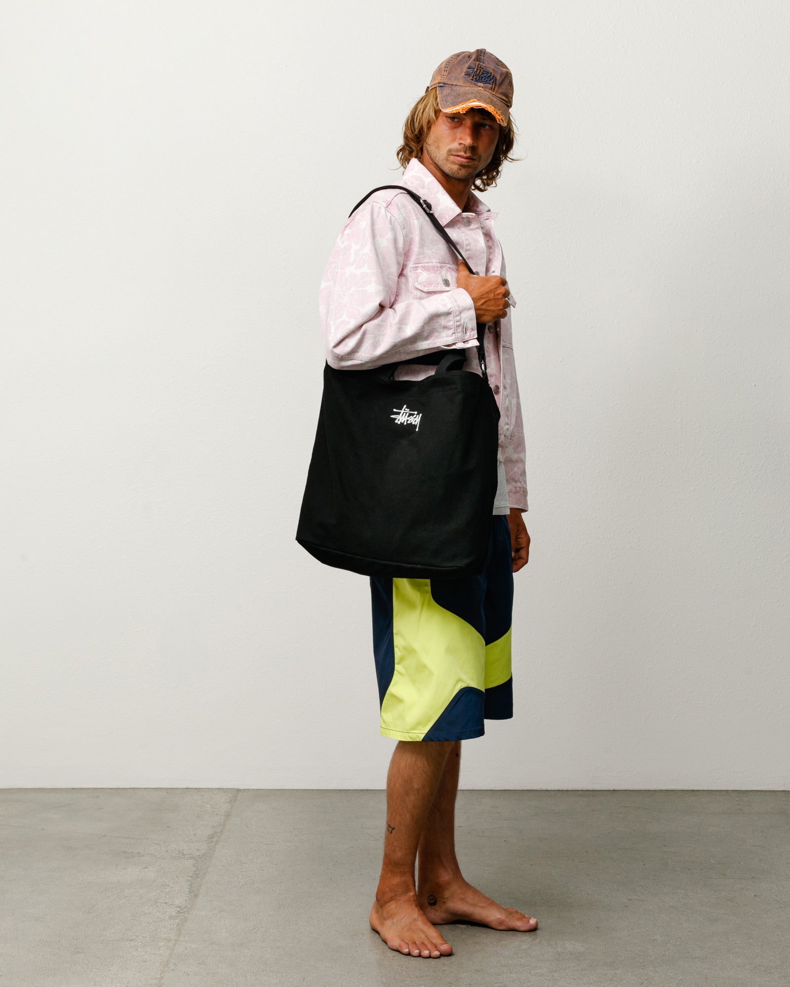 Stussy Canvas Crossbody Bag borsa nera cotone 37 cm