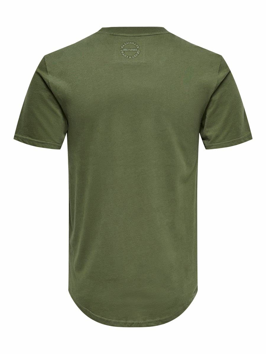 ONLY & SONS Longline T-shirt maglietta olive night M tasca