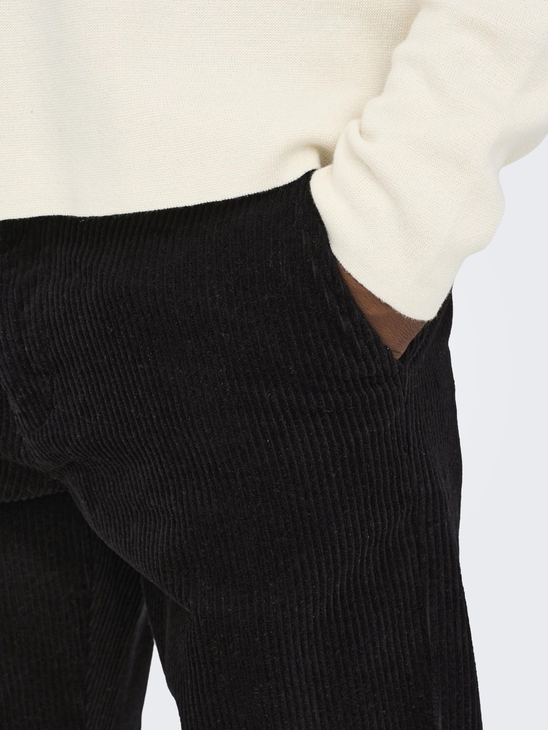 ONLY & SONS velluto pantaloni uomo nero 28W/32L larga