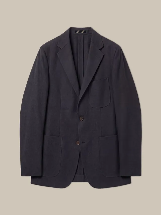 Robert Talbott Clarke blazer hopsack blu navy sfoderato