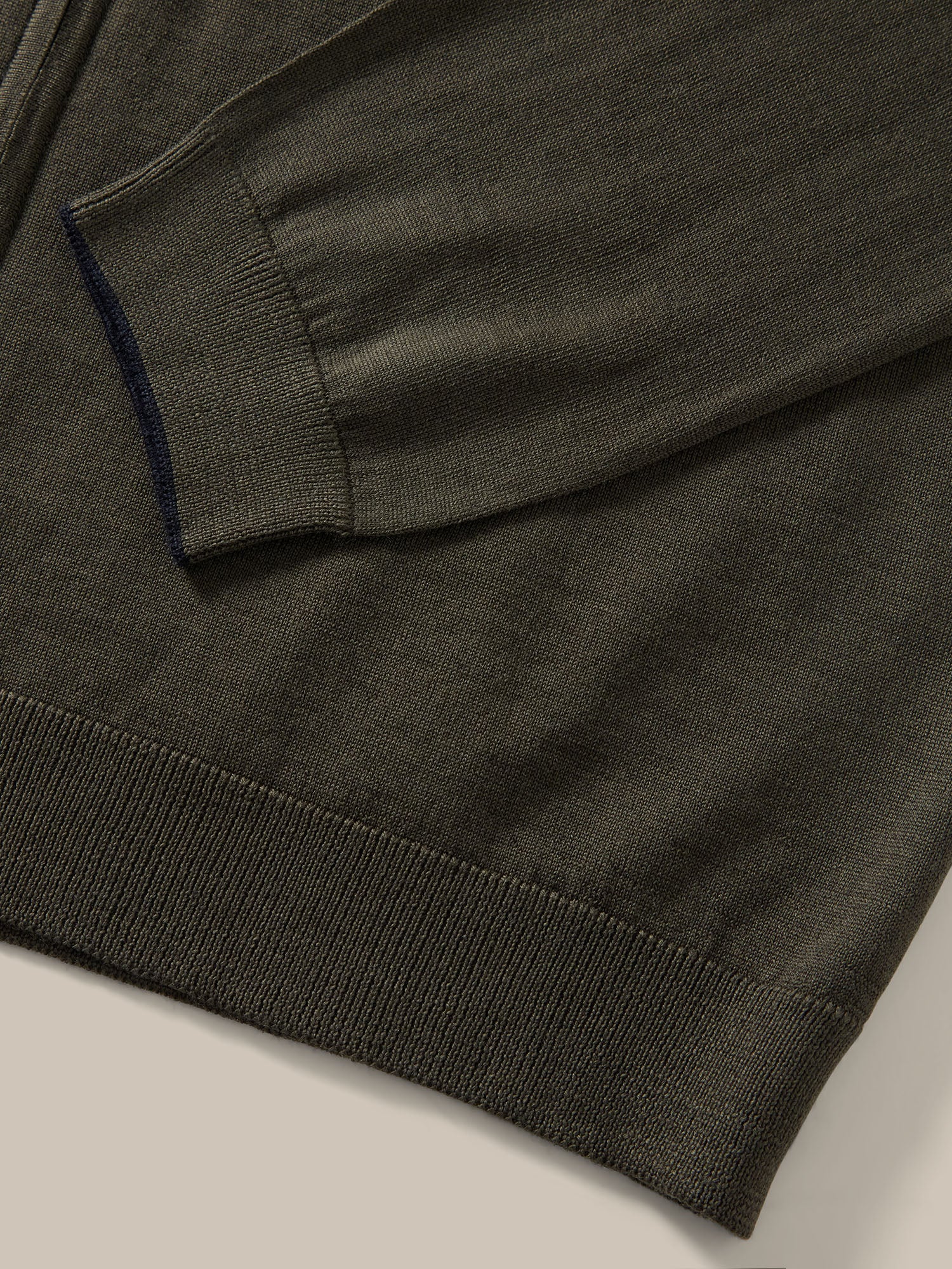 Robert Talbott Dalton Full Zip maglione merino verde oliva XL