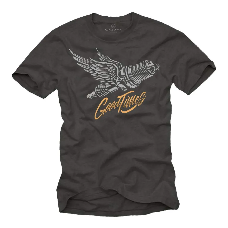 Makaya Meccanico T-Shirt Uomo Cotone Stampa Candela