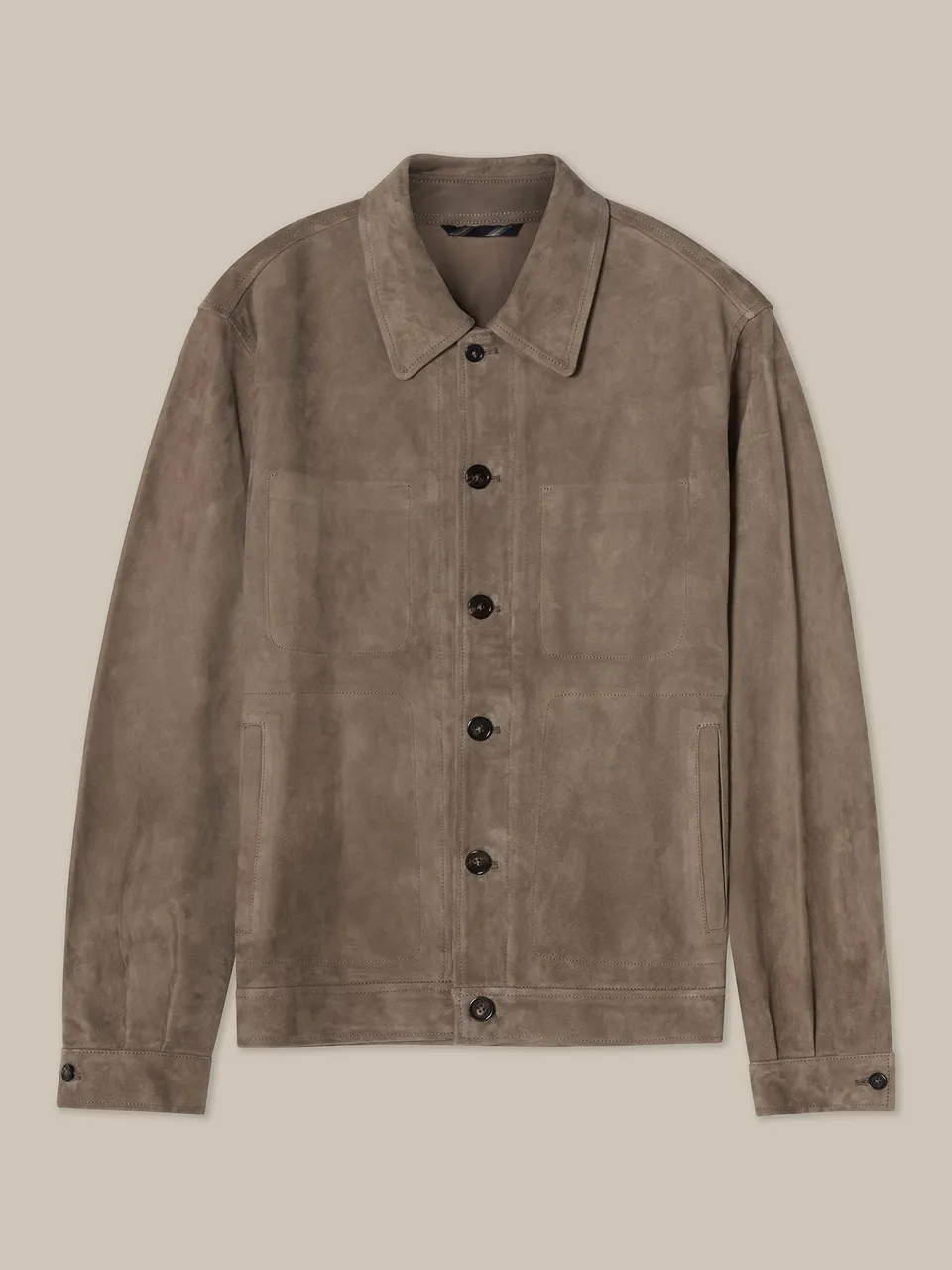 Robert Talbott Smith Trucker giubbotto pelle taupe