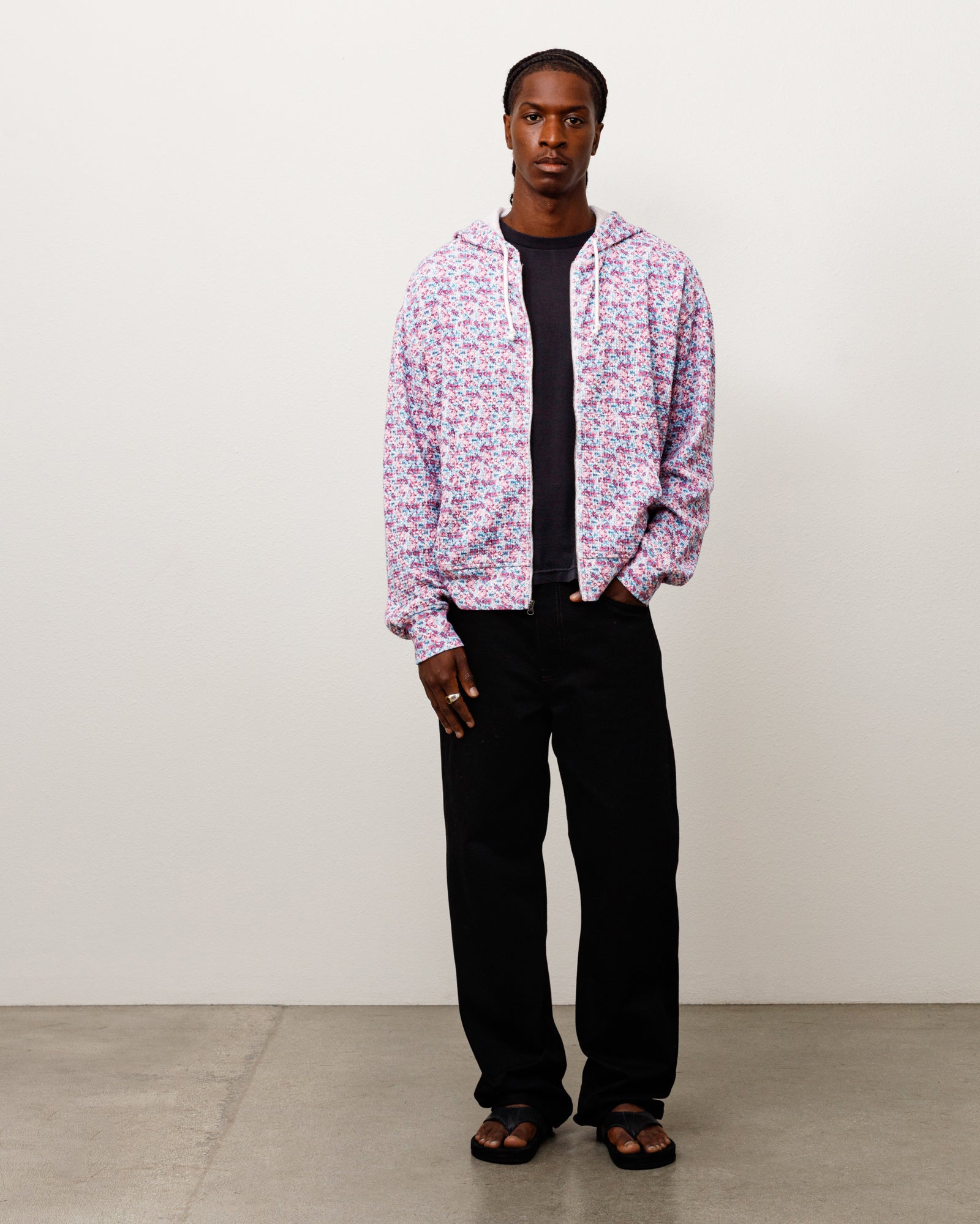 Stussy Lightweight Thermal Hoodie Felpa Floral Cotone