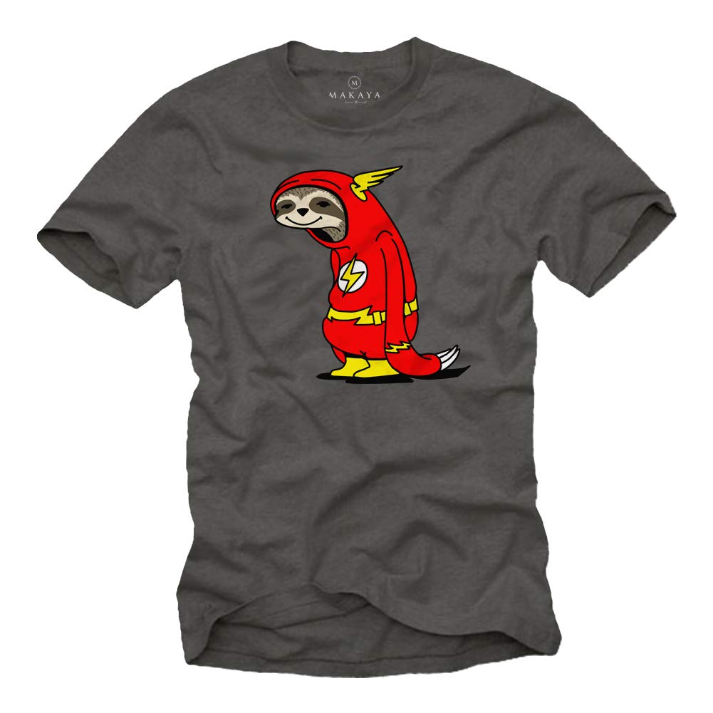 MAKAYA Flash Bradipo T-Shirt Uomo Blu 100% Cotone