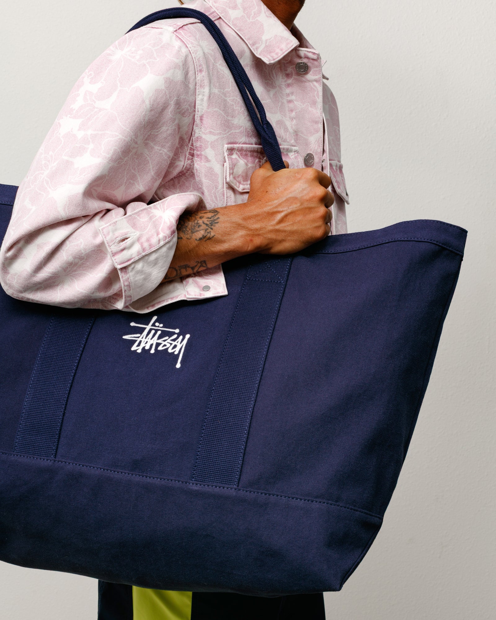 Stussy Canvas Extra Large Tote borsa tela navy