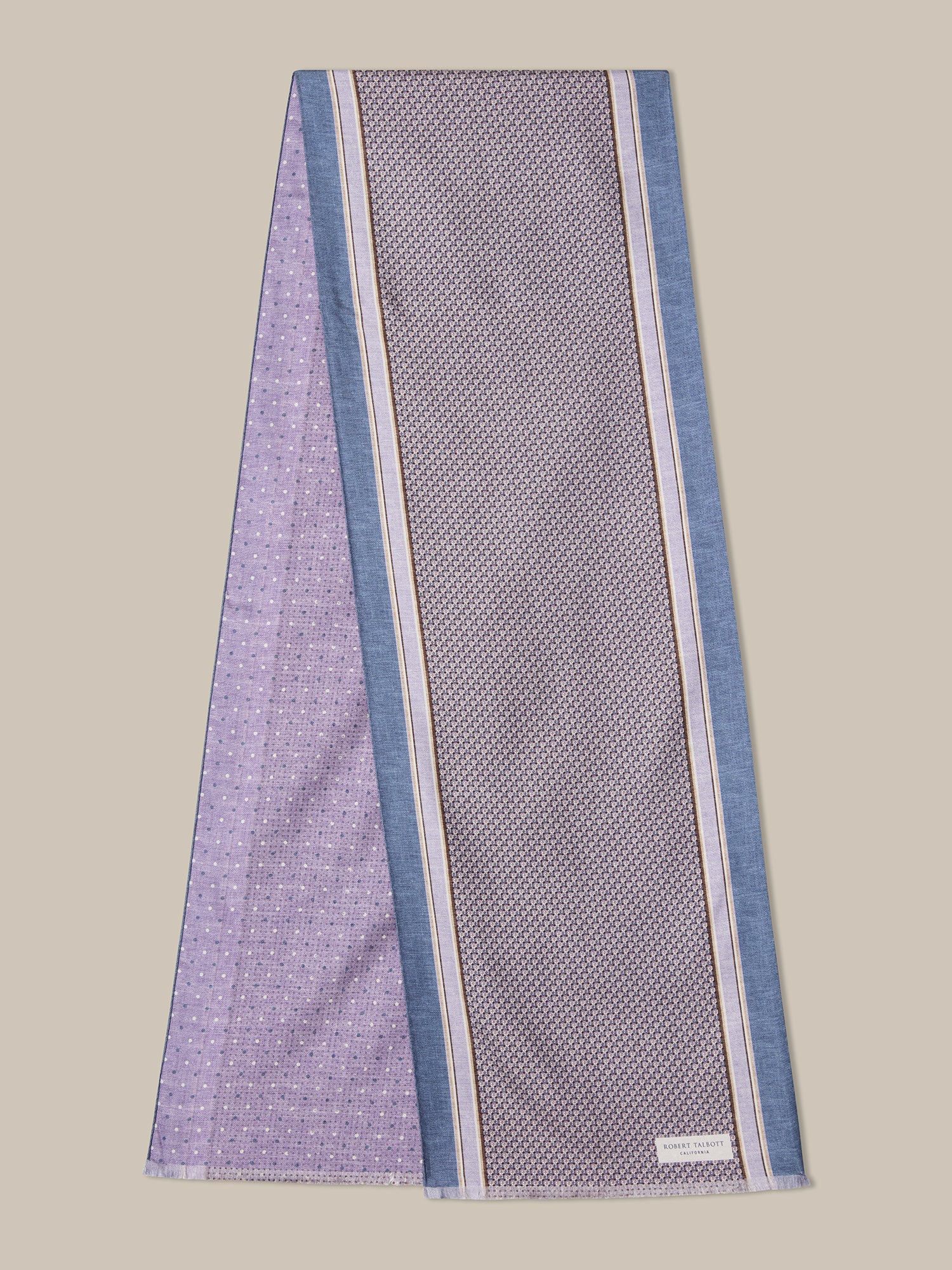 Robert Talbott Niven sciarpa seta lilla houndstooth OS