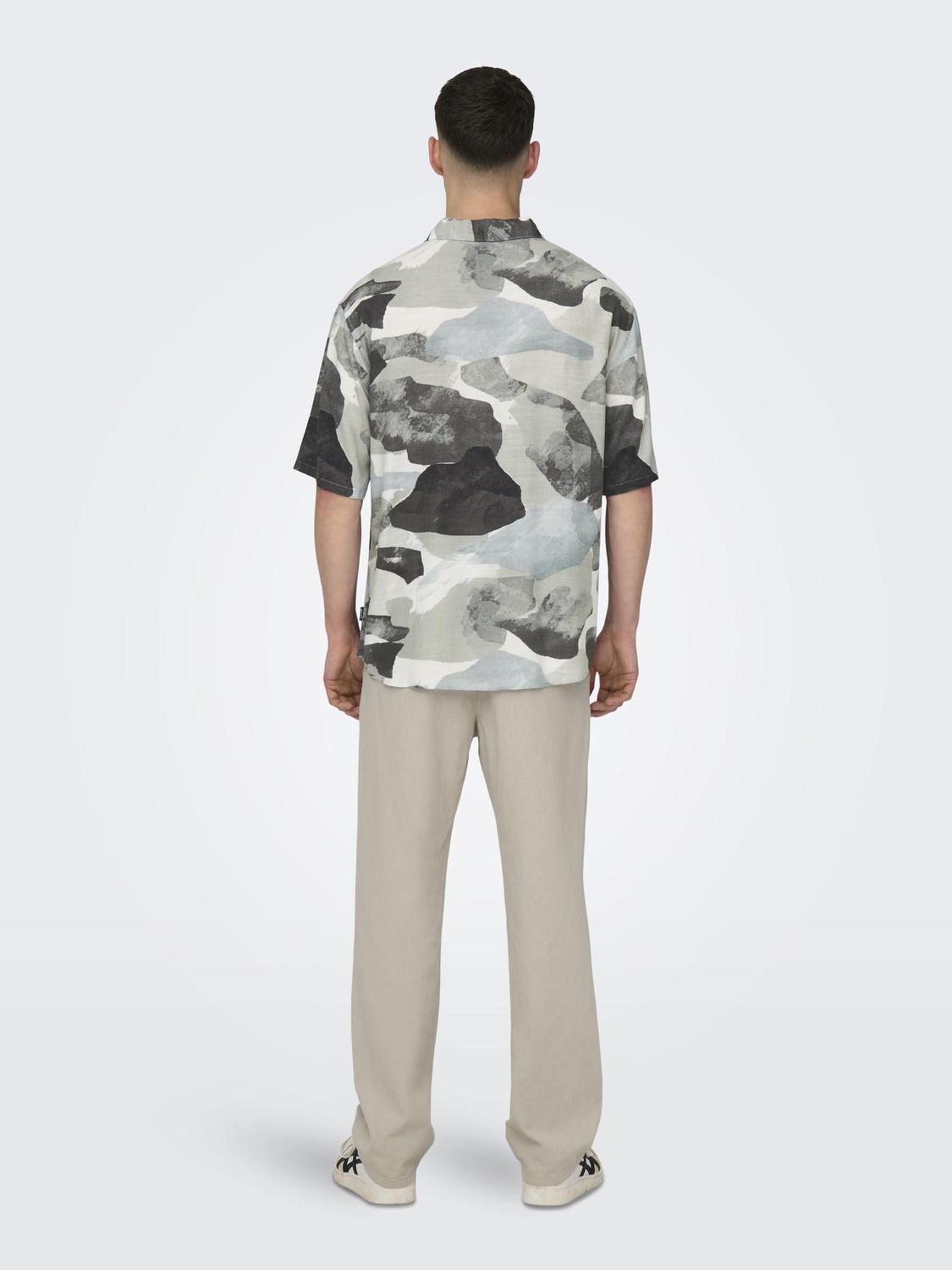 ONLY & SONS Onsbud Life Camicia uomo L manica corta lino
