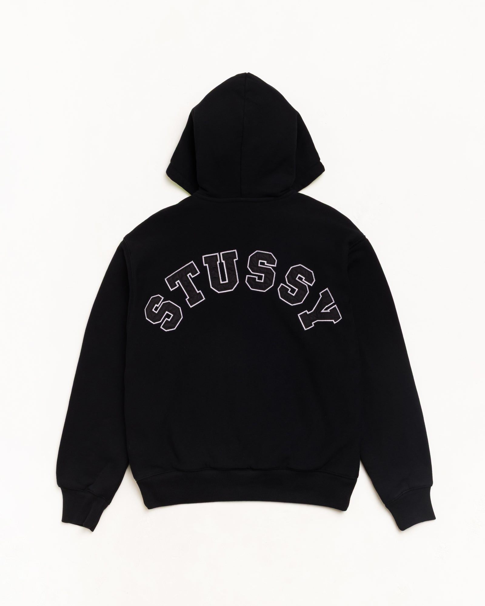 Stussy Double Faced Zip Hoodie felpa nera double face 360 gsm