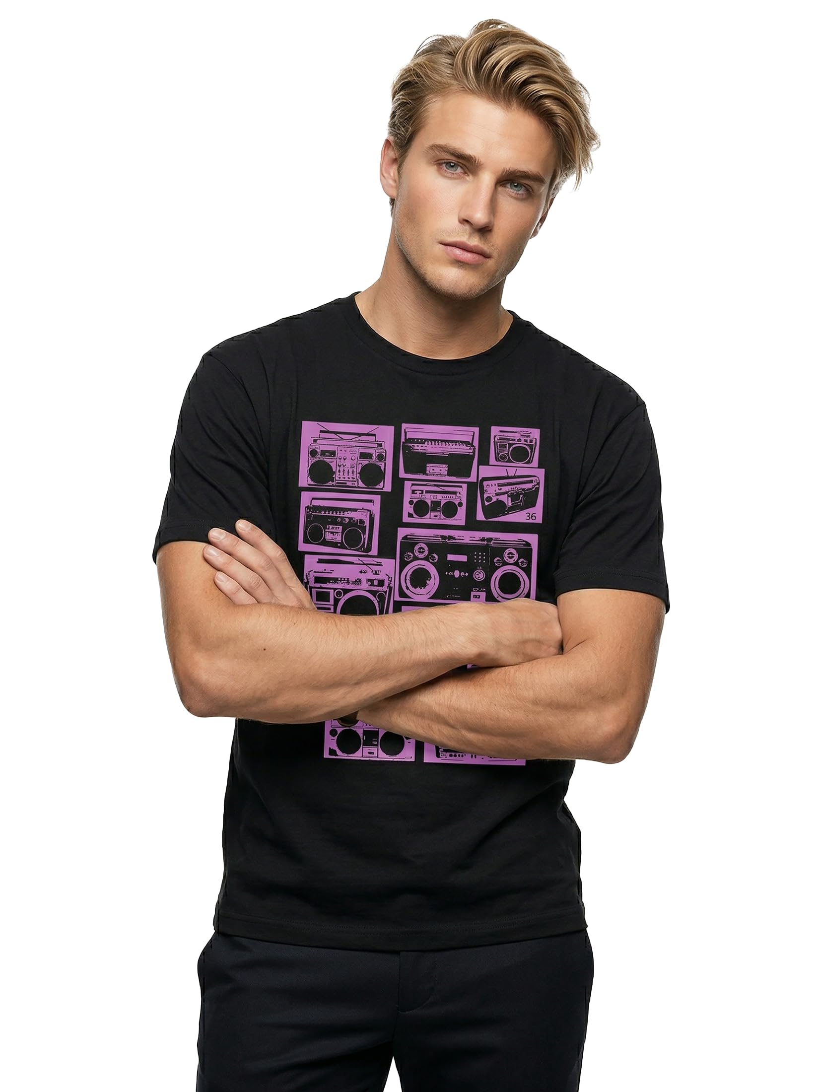 MAKAYA Ghettoblaster T-Shirt Uomo Cotone Taglia M
