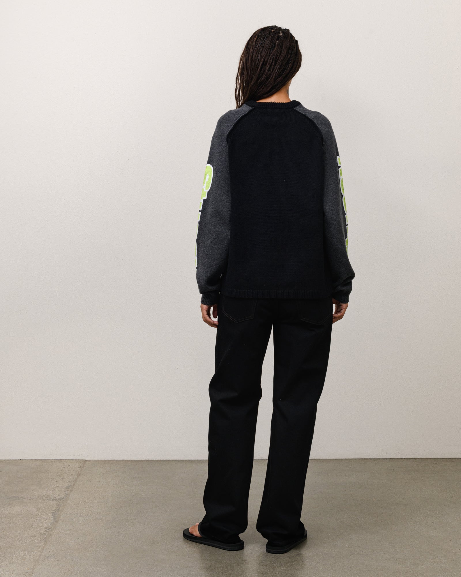 Stussy Two Tone Raglan Sweater maglione nero lana merino
