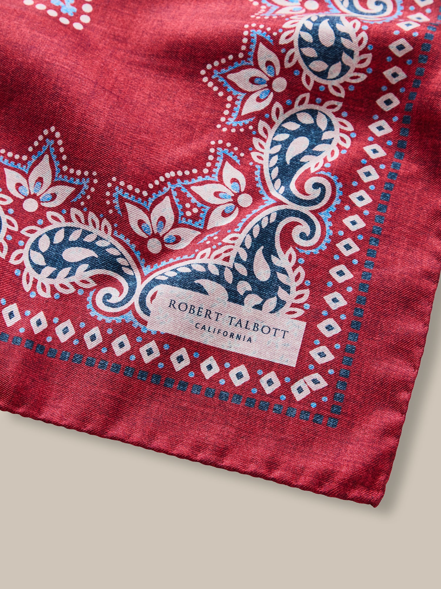 Robert Talbott Harmon Foulard Seta Rossa Reversibile Paisley