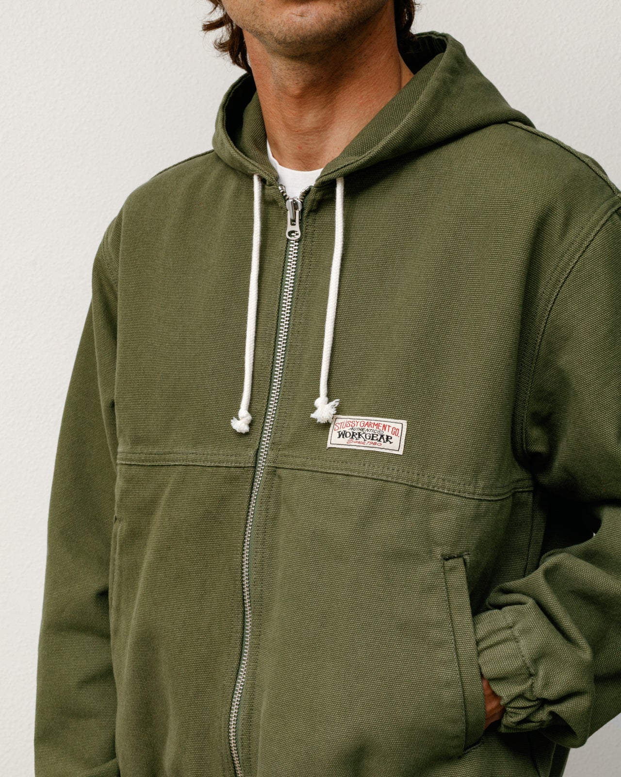 Stussy Outerwear Work Jacket giacca canvas Olive 100% cotone