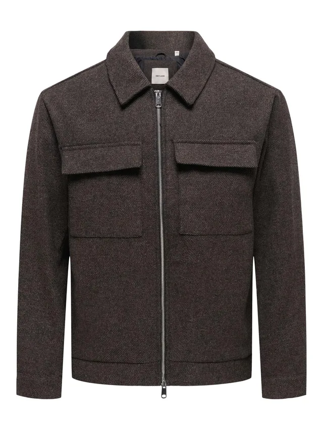Only & Sons Onsrush Giacca Lana S Grigio Scuro Mélange Uomo