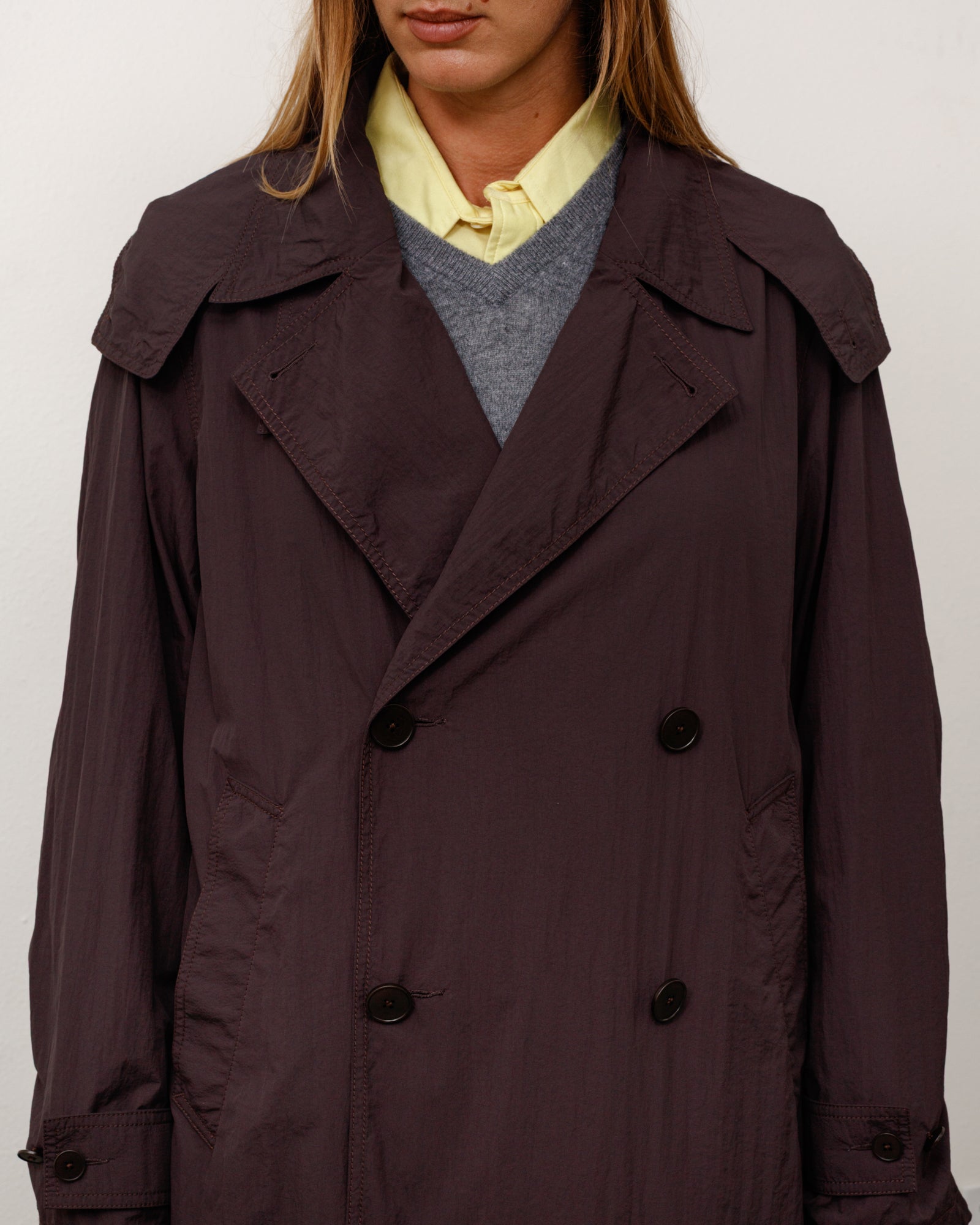 Stussy Trench Doppio Petto Giacca Brown Nylon Idrorepellente