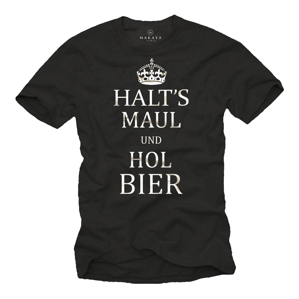 MAKAYA Zitto Birra T-Shirt Uomo L Cotone Divertente
