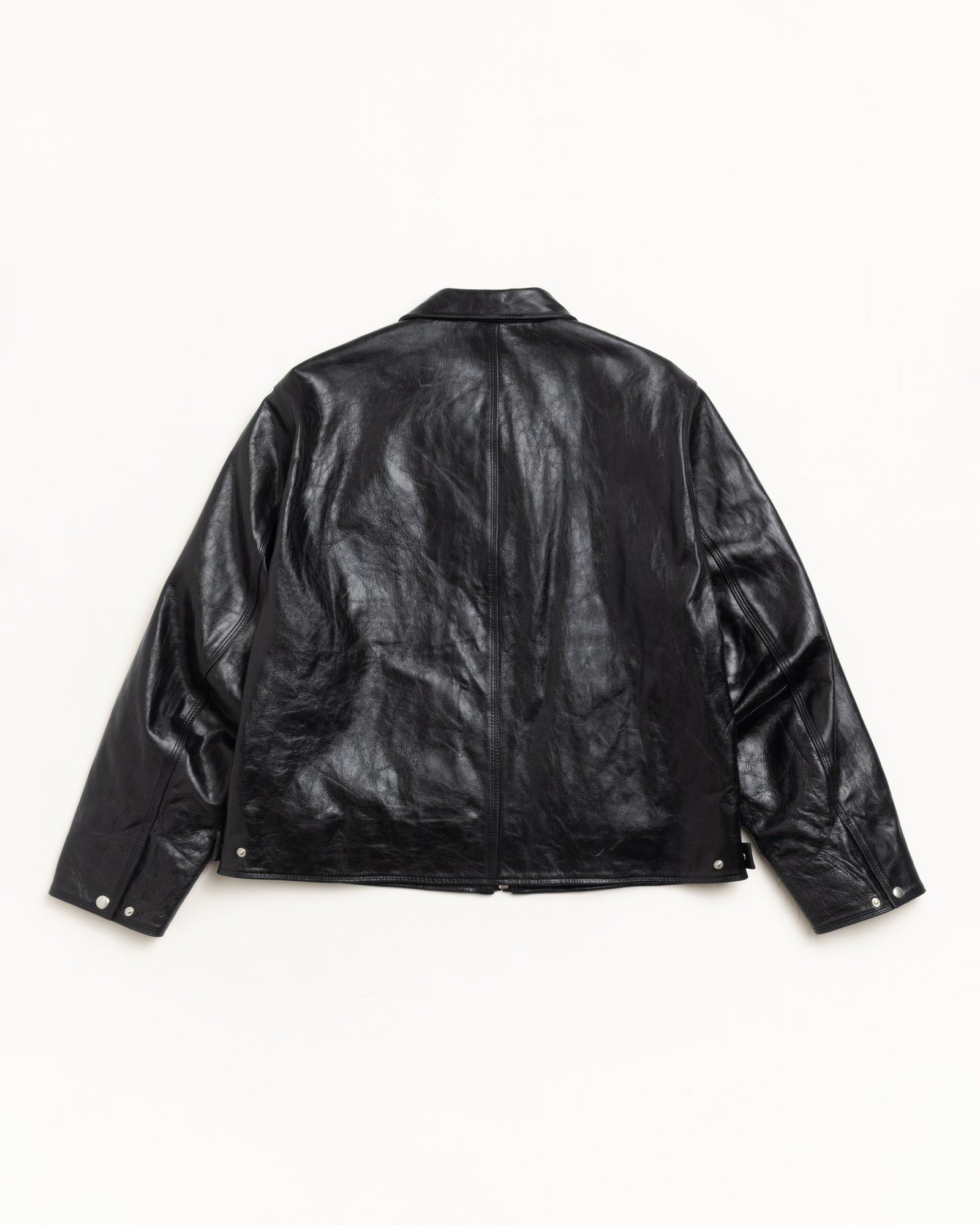 Stussy Garage Jacket Giacca Pelle Black trapuntata YKK