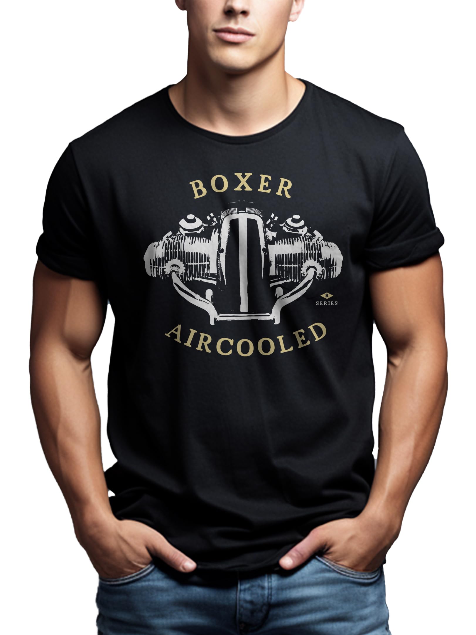 MAKAYA T-Shirt Uomo Boxer Motor maglietta nera cotone