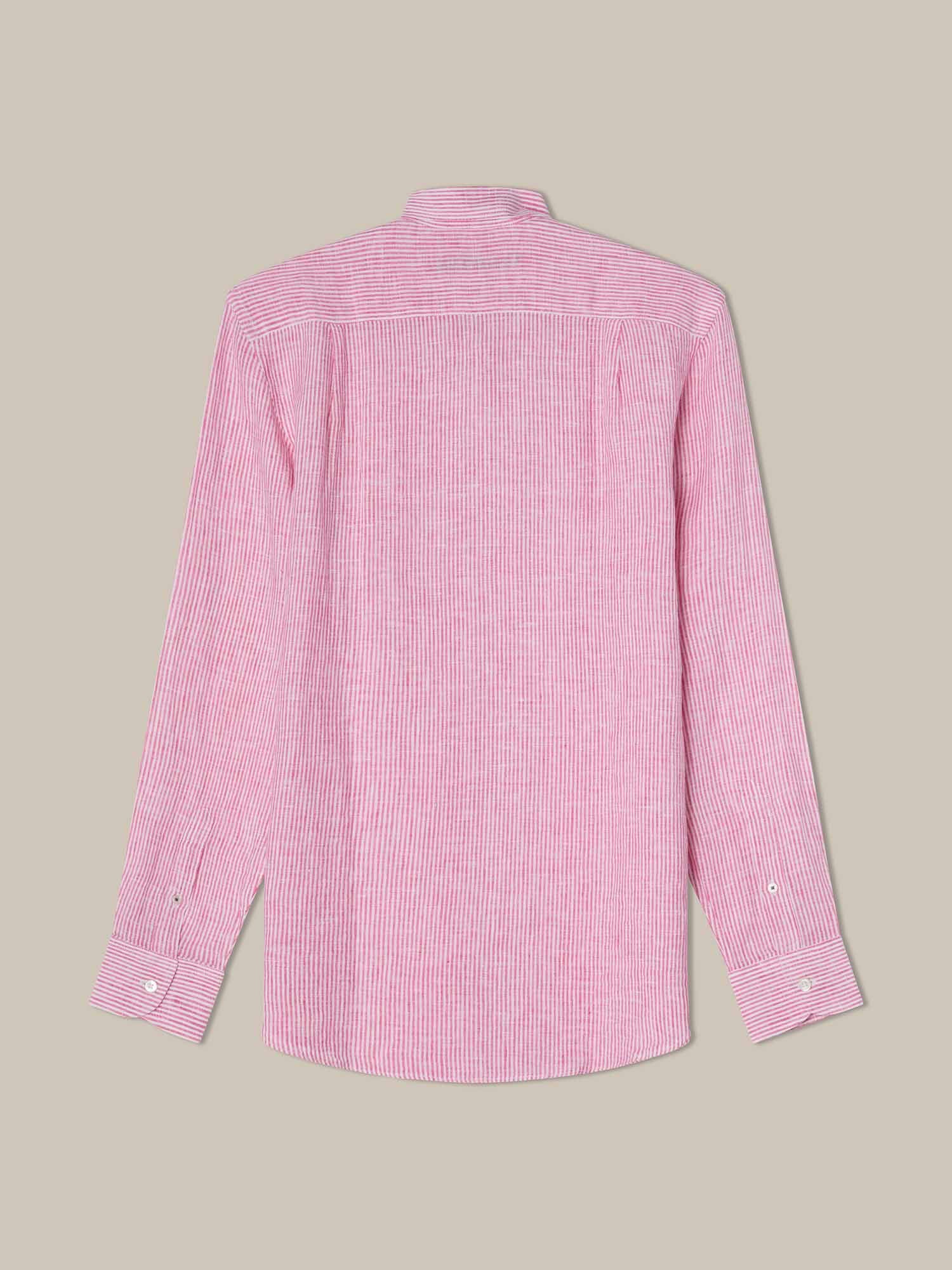Robert Talbott Morgan camicia lino magenta riga media