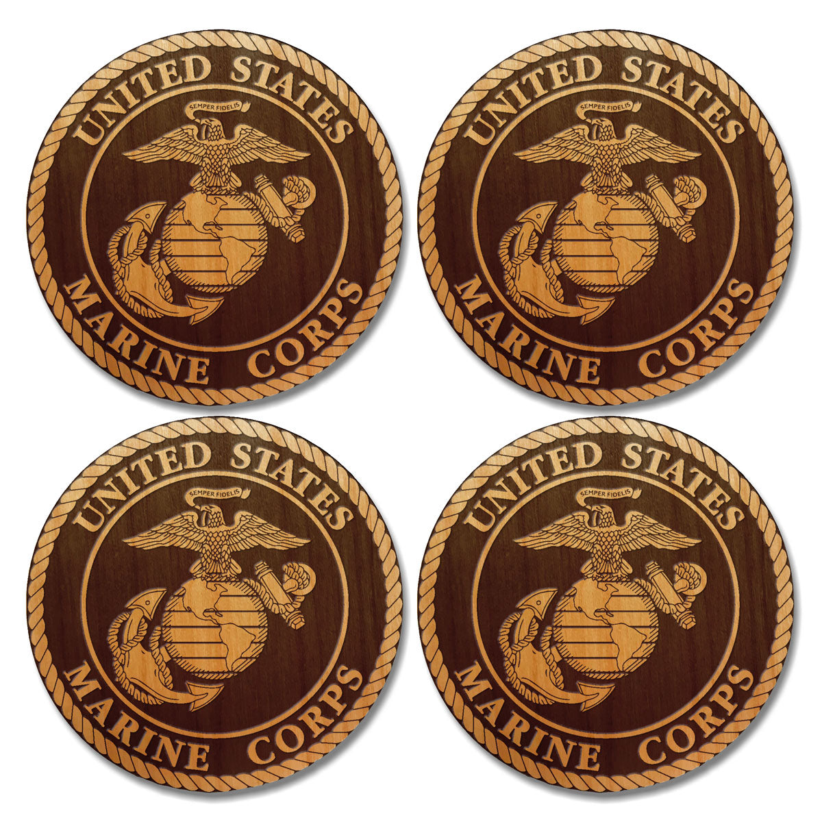 7.62 Design USMC Eagle Sottobicchieri legno set 4