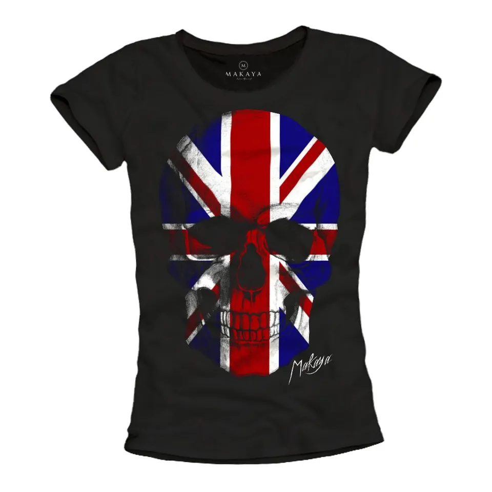 MAKAYA T-Shirt Donna Skull maglietta taglia S cotone