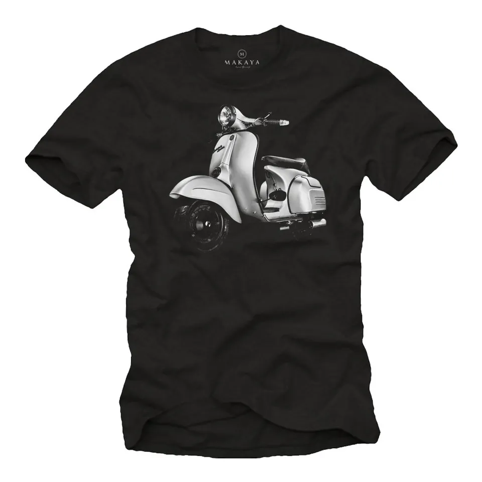MAKAYA Special 125 T-Shirt Uomo Moto Vintage 100% Cotone