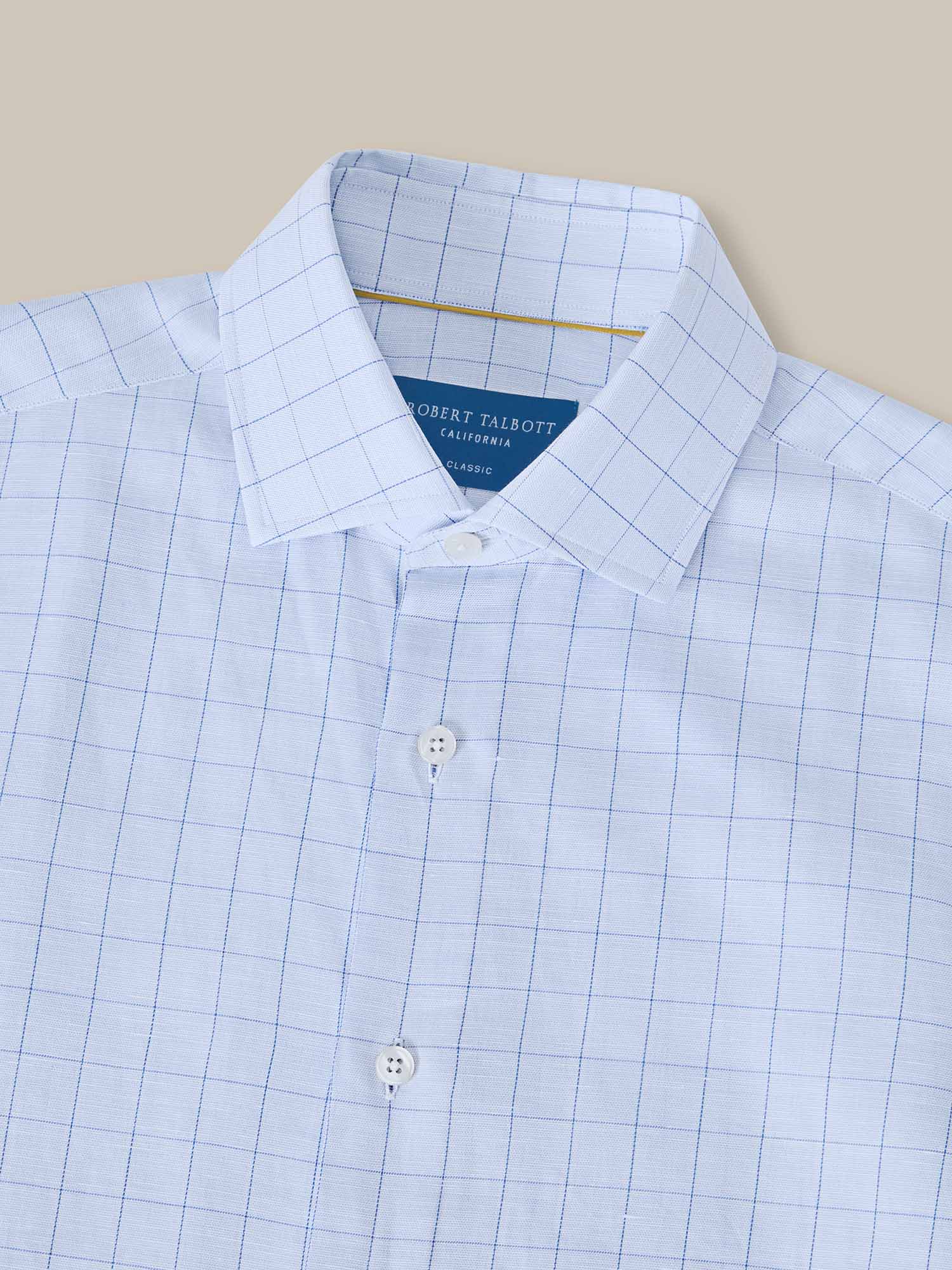 Robert Talbott Reynolds Windowpane camicia blu lino