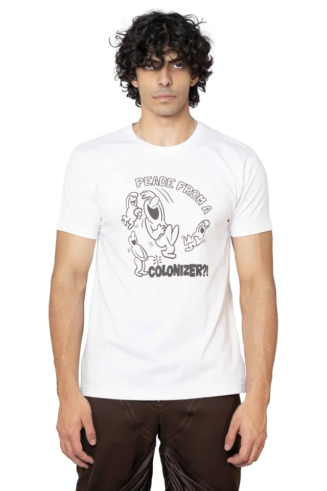 TRASHY CLOTHING Peace Piss T-Shirt maglietta bianca cotone