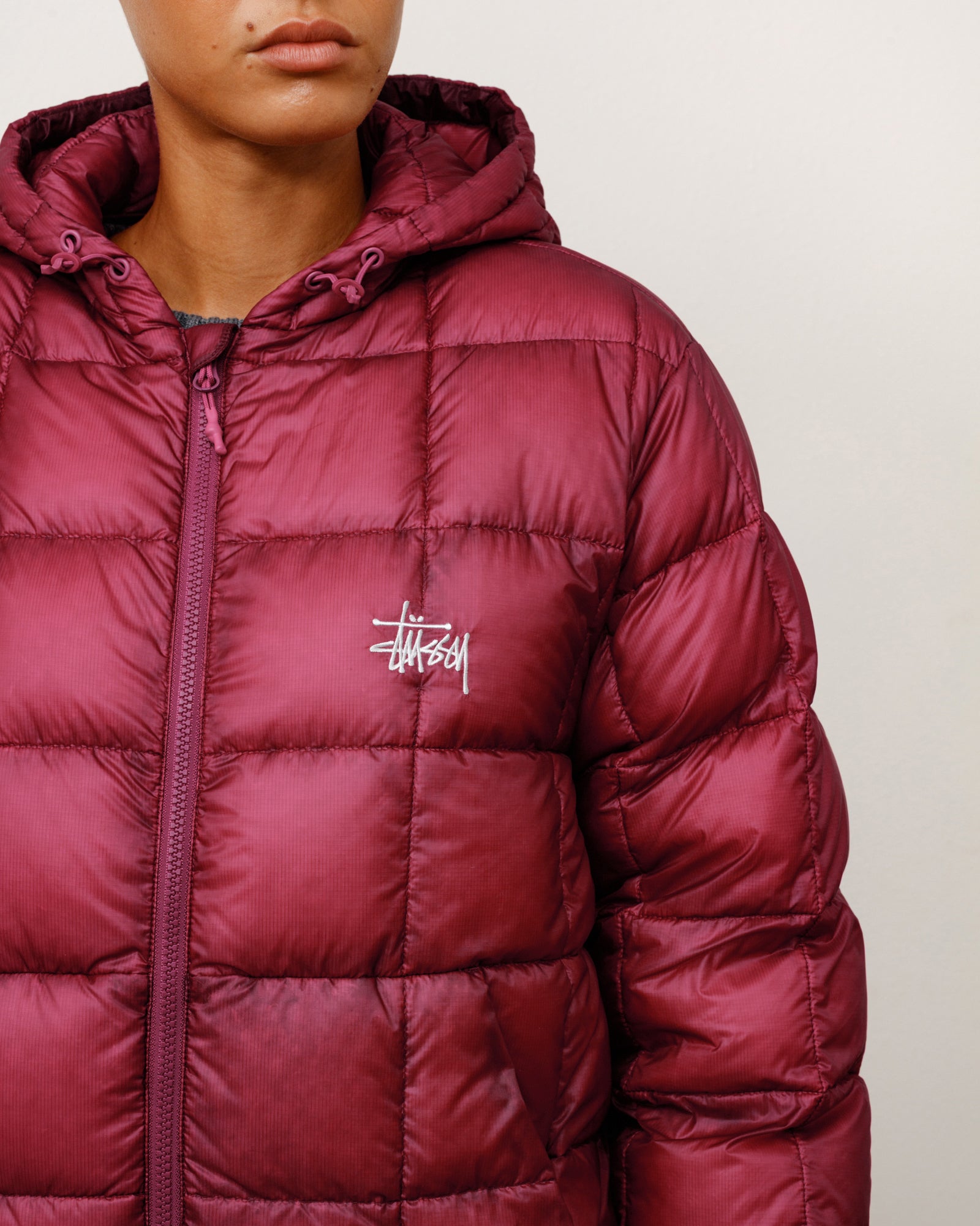 Stussy Midweight Hooded Puffer piumino Fuchsia 600-fill nylon