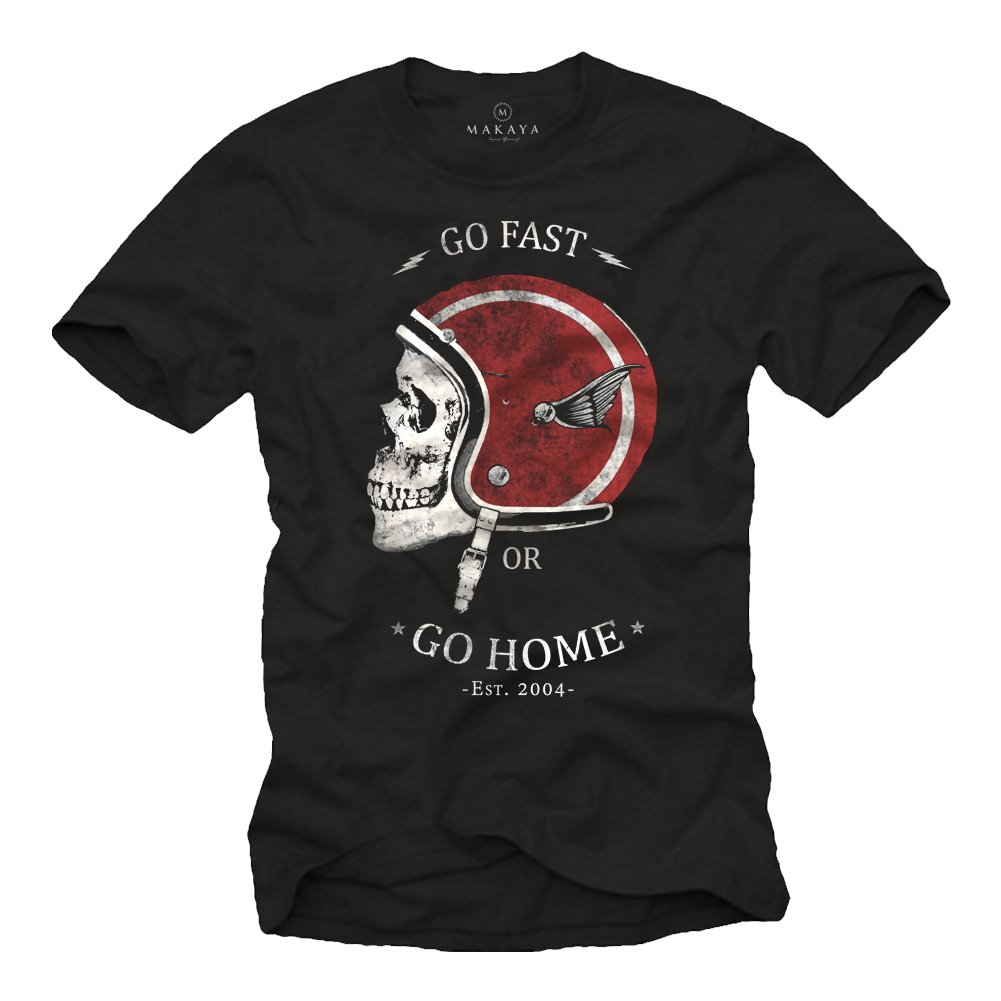 MAKAYA Go Fast OR Go Home T-Shirt Uomo Nero Cotone