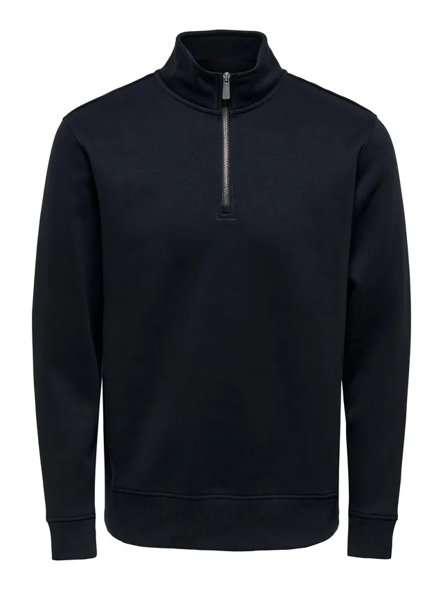Only & Sons Onsceres felpa uomo mezza zip L nera