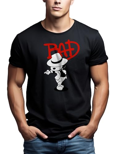 MAKAYA Bad Dog Jackson T-Shirt Uomo Cotone Vintage Nero