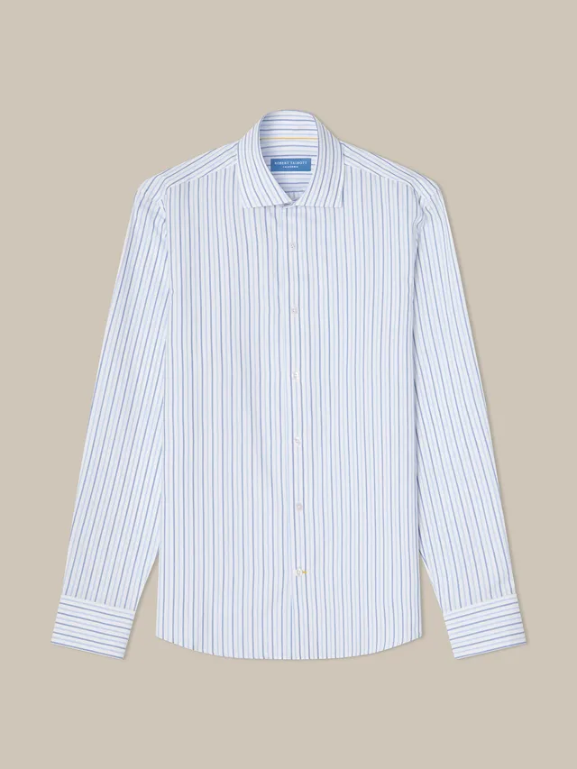 Robert Talbott Reynolds camicia cotone azzurro a righe