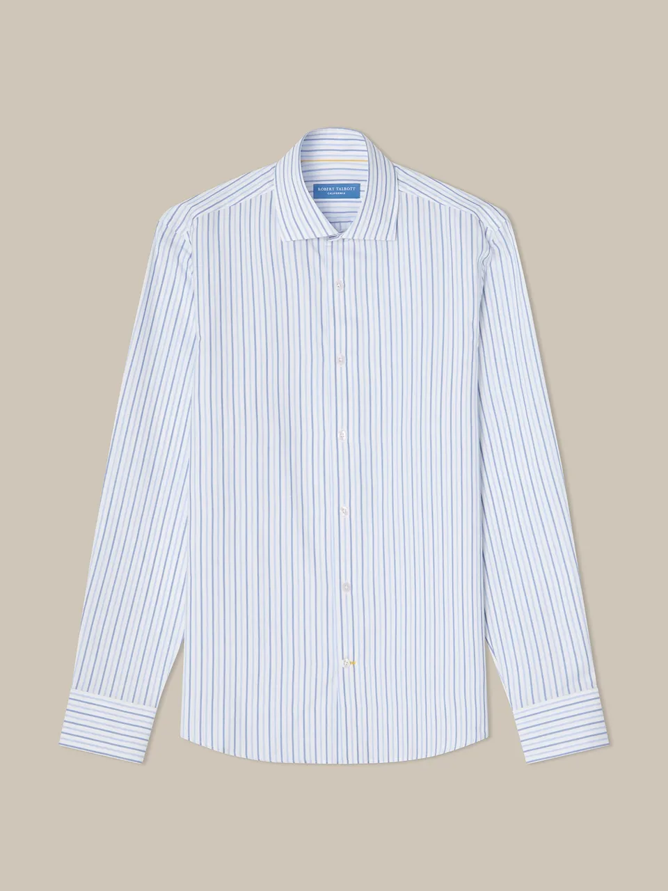 Robert Talbott Reynolds camicia cotone azzurro a righe