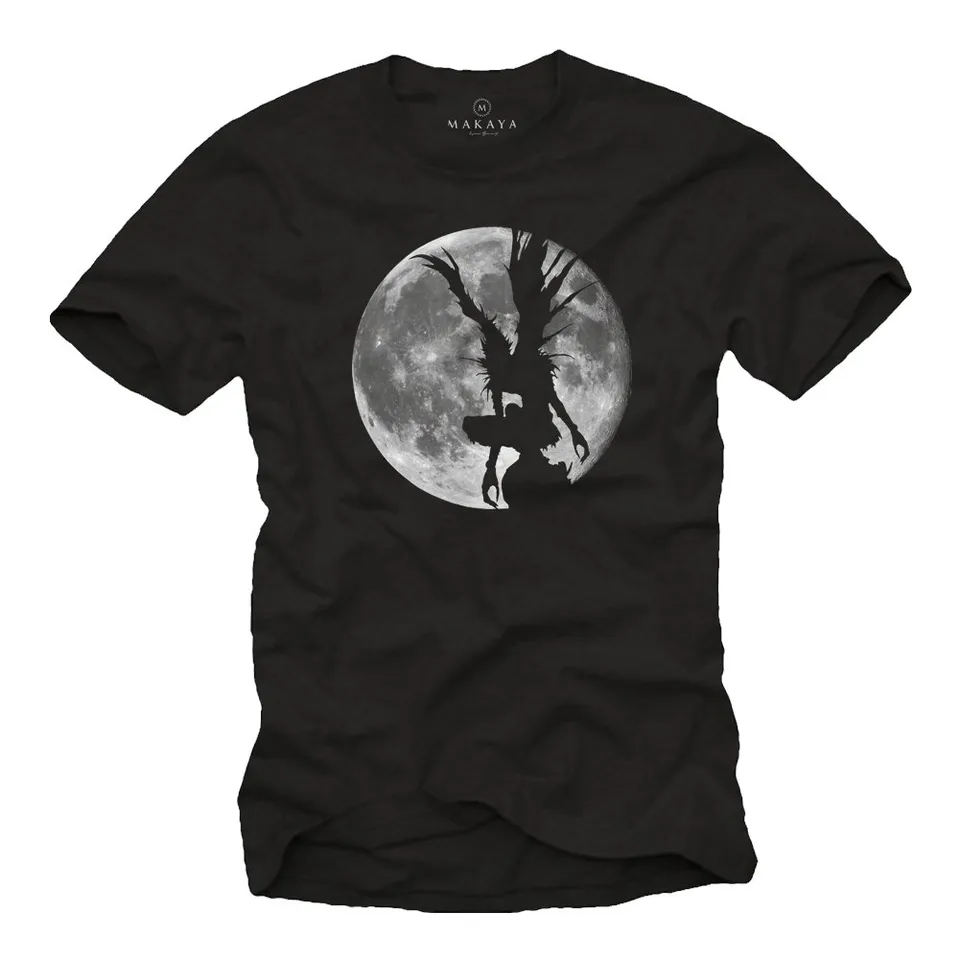 MAKAYA Ryuk Shinigami T-Shirt Uomo Cotone Nerd Manga Nero