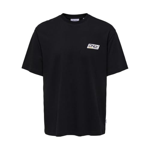 Only & Sons T-shirt oversize uomo L nera stampa retro