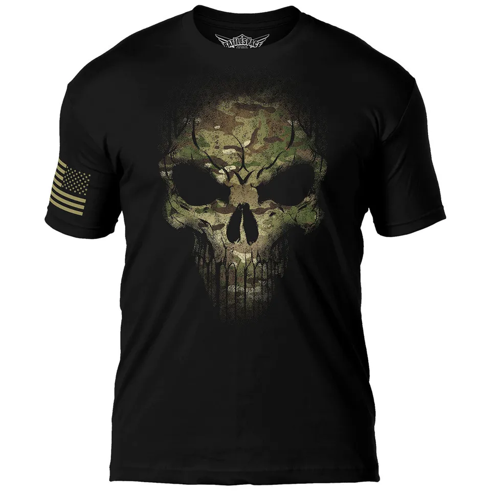 7.62 Design T-Shirt Camo Skull Nera Cotone Uomo